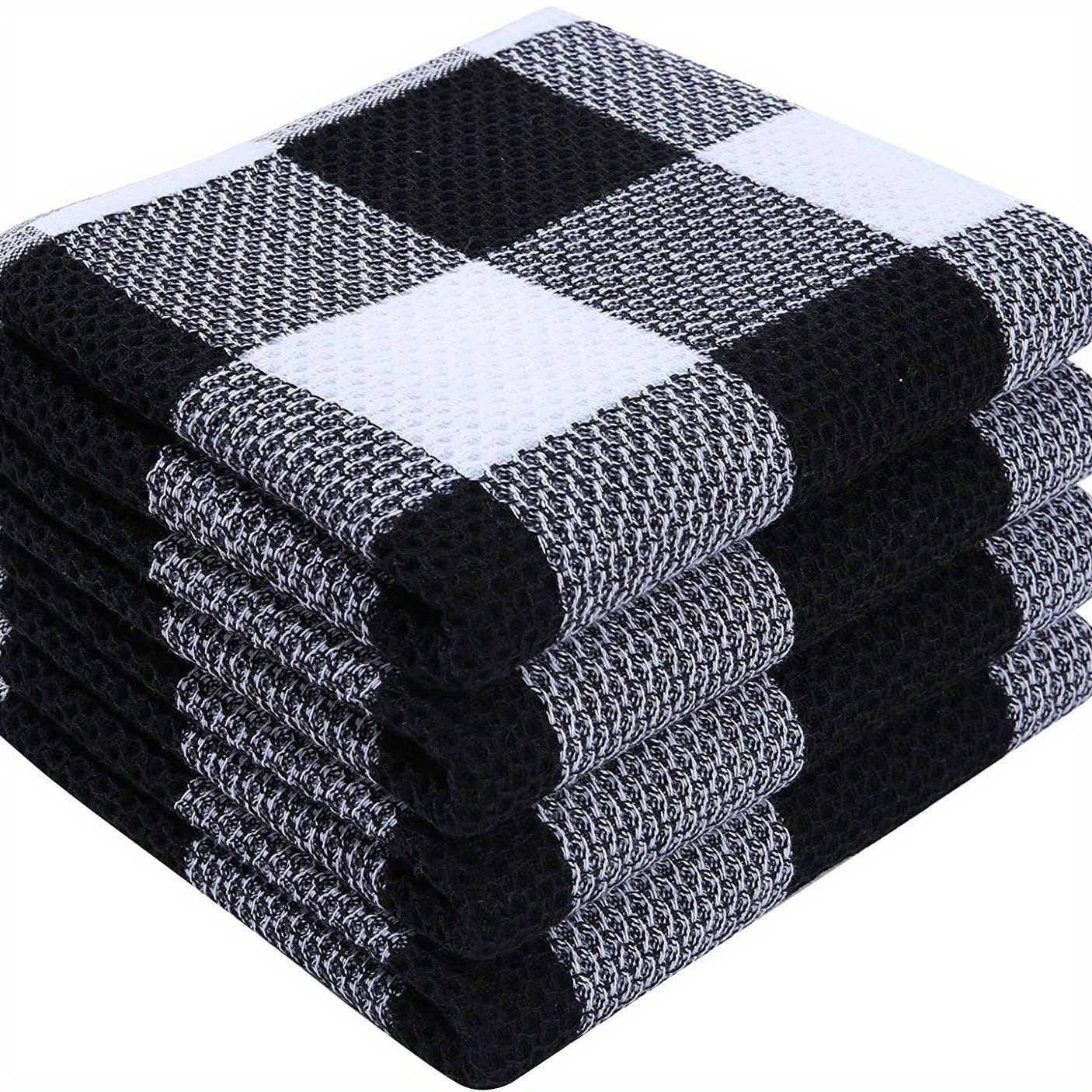 Striped Dish Cloths, Waffle Square Plaid Dishwashing Towels