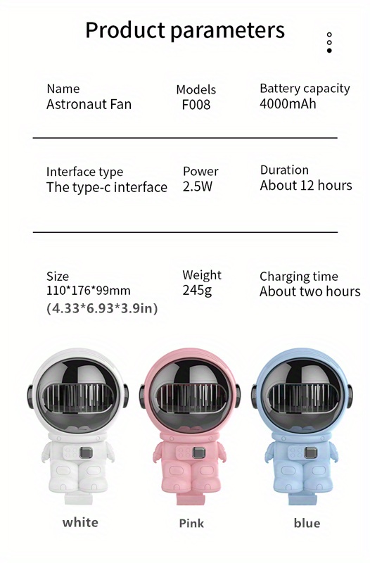 stroller fan astronaut usb charging student dormitory mute high wind portable multifunctional desktop small fan wireless bladeless fan anti hand pinch four wind speed angle adjustment low noise 4000ma large capacity and long battery life details 4