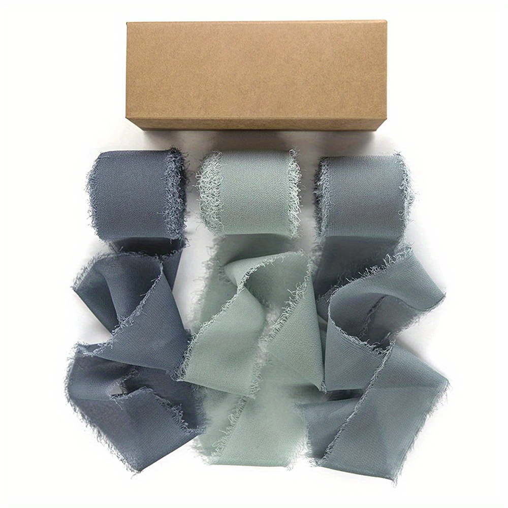 2 Pack 6yds Dusty Sage Green Silk-Like Chiffon Ribbon Roll, DIY Wedding Bouquet Linen Wrap | by Tableclothsfactory