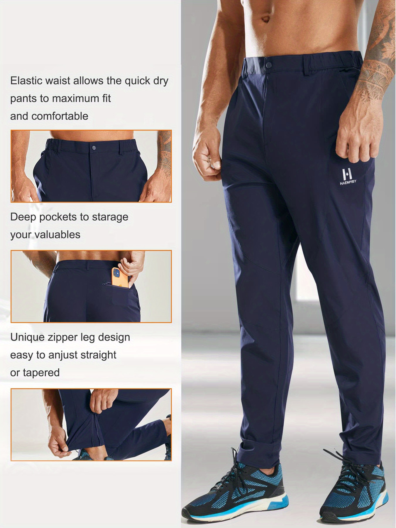 Men's Lightweight Sports Pants - Zipper Pocket, Quick-Drying & Breathable -  Perfect for Gym, Training & Running!