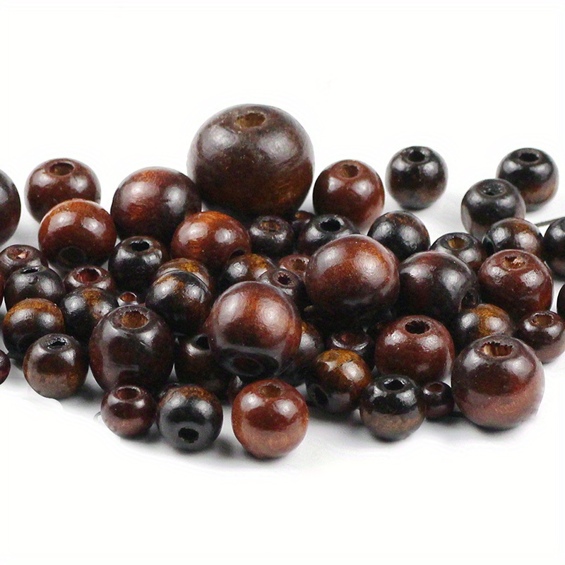 Wooden Beads Crafts Dark Brown Natural Tassel Round Beads - Temu