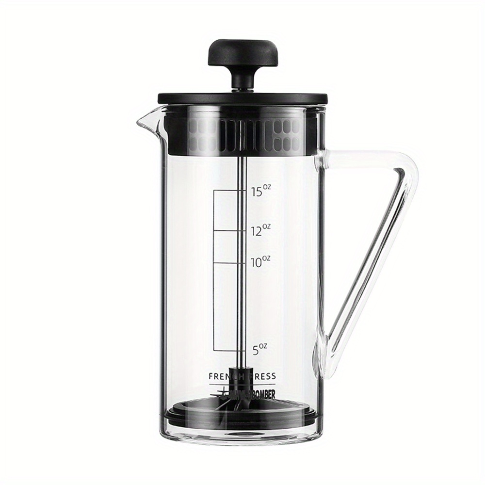 1pc french press coffee maker clear french coffee press heat resistant portable french coffee press for camping travel coffee pot household tea maker filter pot kitchen tools 15oz details 7