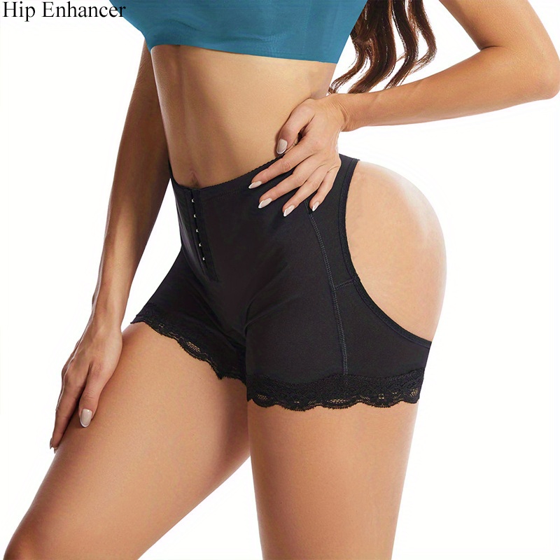 Contrast Lace Shaping Panties, Tummy Control Hollow Open Butt Compression  Panties, Women's Underwear & Shapewear