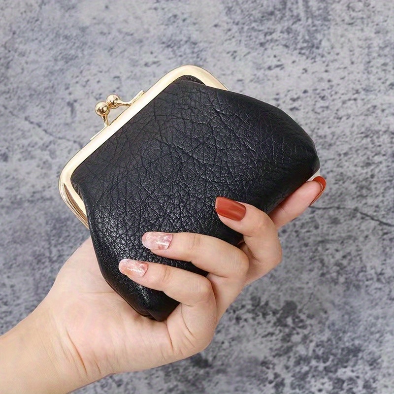 Mini Vintage Clutch Purse, Kiss-lock Coin Purse, Clutch Solid Color Wallet,  Versatile Storage Bag - Temu