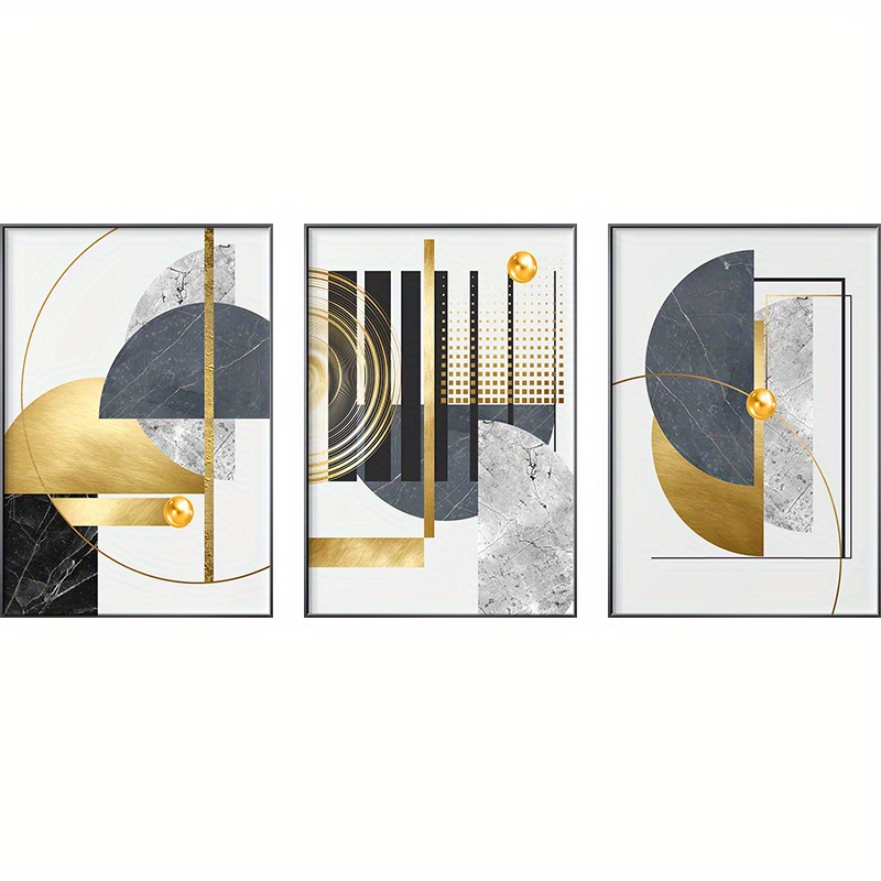 3pcs, Modern Golden Abstract Geometric Wall Poster, Animal Home Decor, Canvas Painting, For Living Room Porch Home Decoration 15.7*23.6in/40cm*60cm Frameless