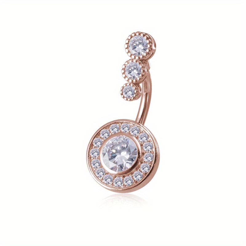 Crystal Navel Piercing Belly Button Ring, Zircon Inlaid