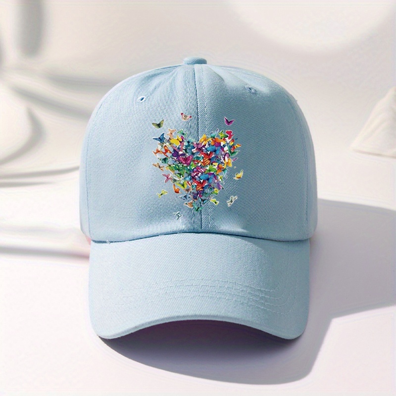Heart & Butterfly Print Baseball Cap Women's Lightweight Casual Sun Hat