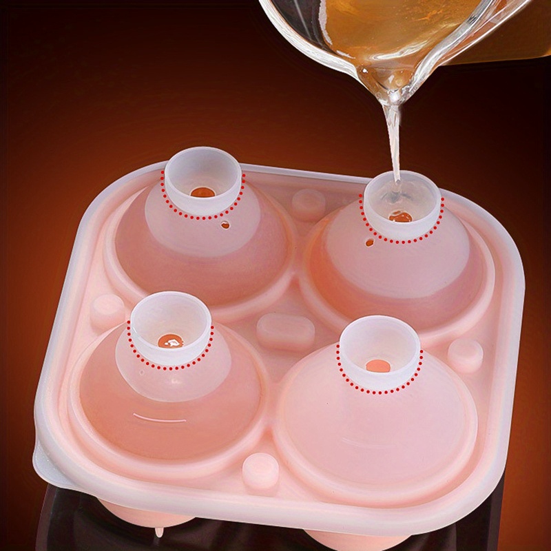 NewHome 4-Pack: Small Ice Cube Maker Mold with Lid Bin | Pink
