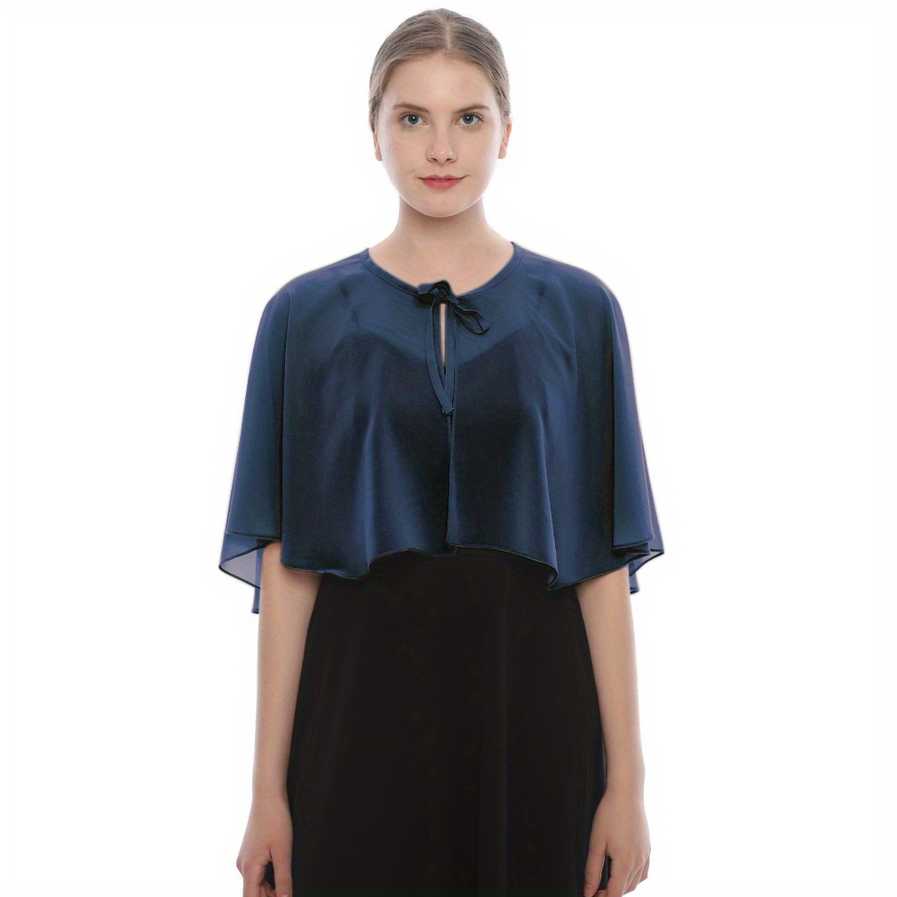 Chiffon Sheer Capelet Solid Poncho Scarf Shawls Women