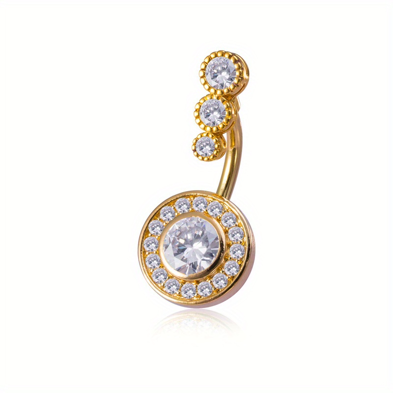 Crystal Navel Piercing Belly Button Ring, Zircon Inlaid