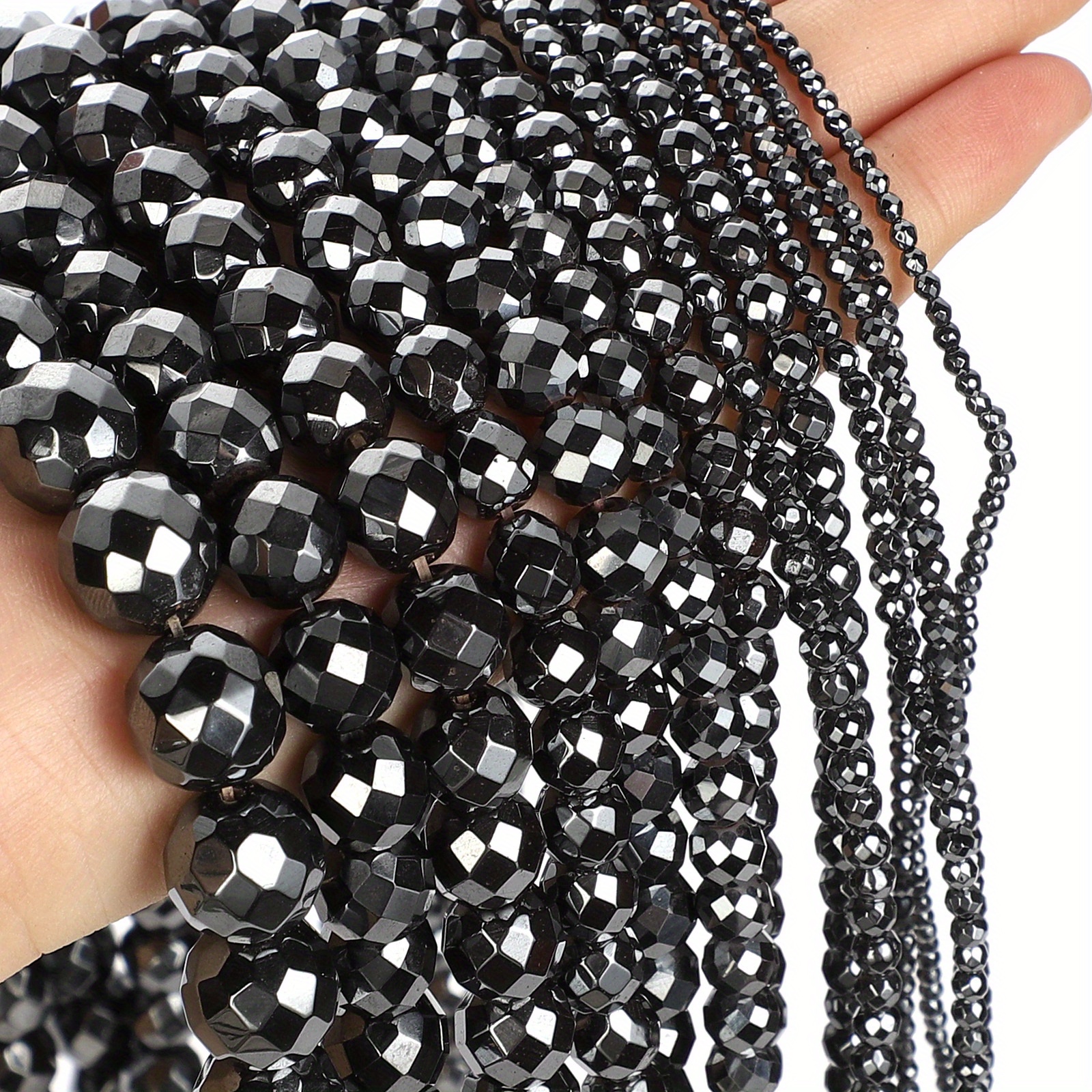 Black Faceted Hematite Beads Natural Stone Beads Round Loose Beads For  Jewelry Making Diy Bracelet Accessories - Temu United Arab Emirates