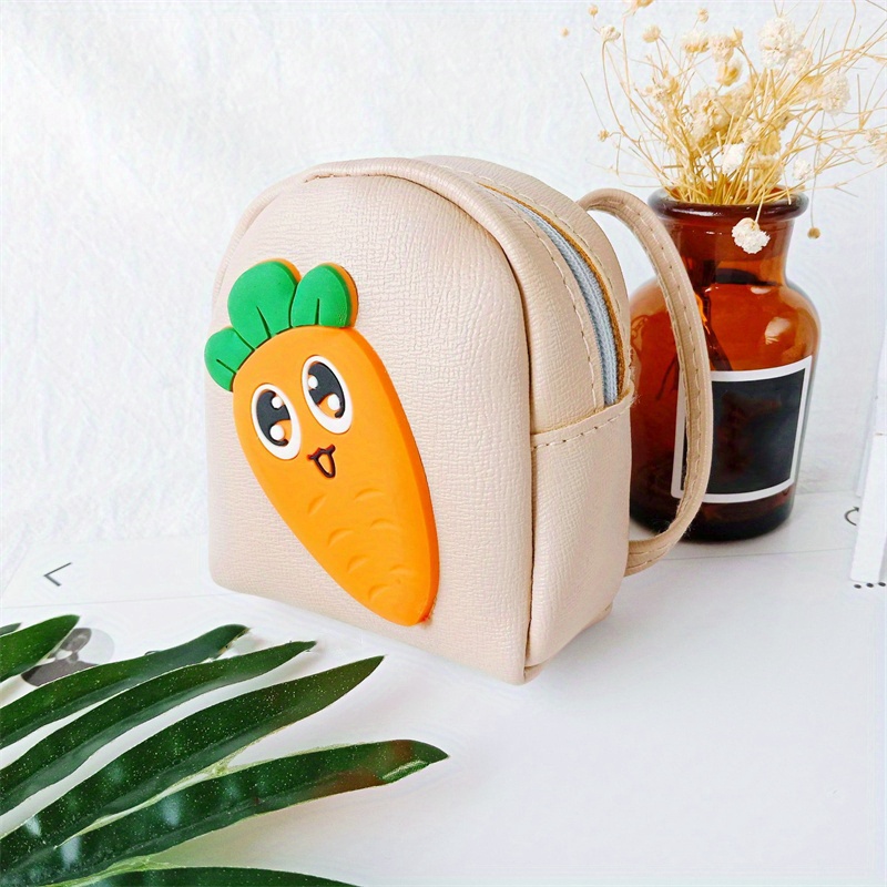 Mini Carrot Pattern Coin Purse, Pu Leather Portable Lightweight Key Holder,  Practical Daily Cash Case - Temu