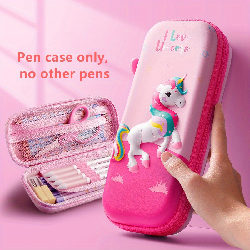 Unicorn Pencil Case Large Capacity Cute Unicorn Hard Pencil - Temu