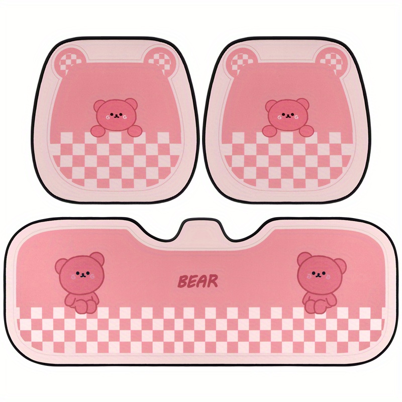 3pcs Cute Bear Seat Cushion Car Non slip Seat Cushion For All Seasons Car Accessories