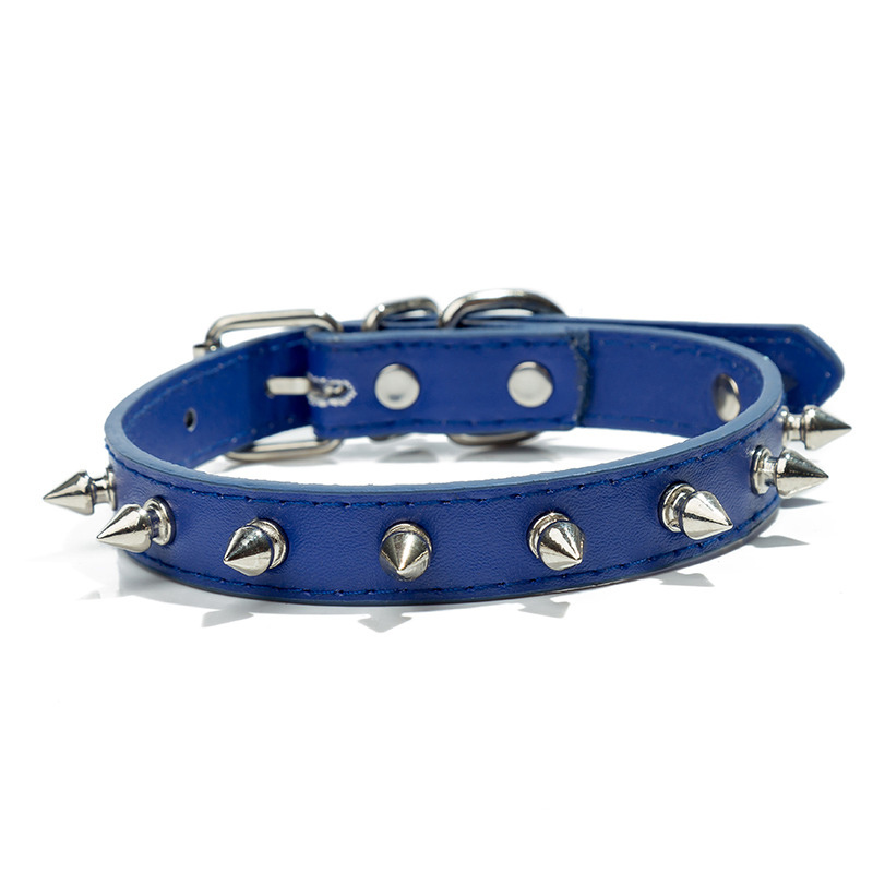  Spiked Dog Collar Soft Pu Leather Mushrooms Rivet