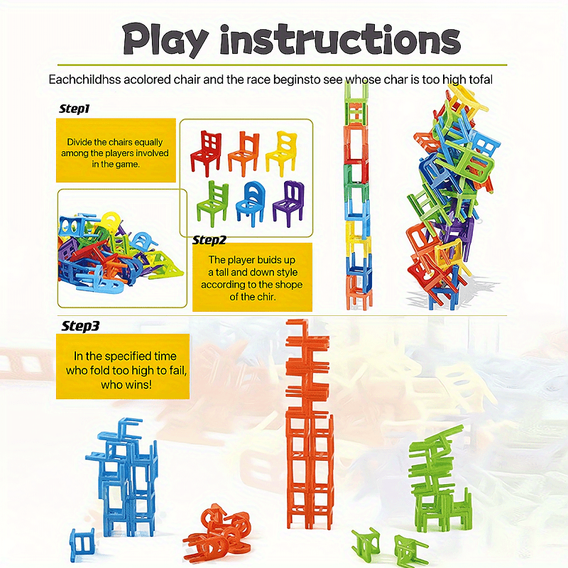 Height Stack Chair Educational Toys Building Blocks Stack Temu
