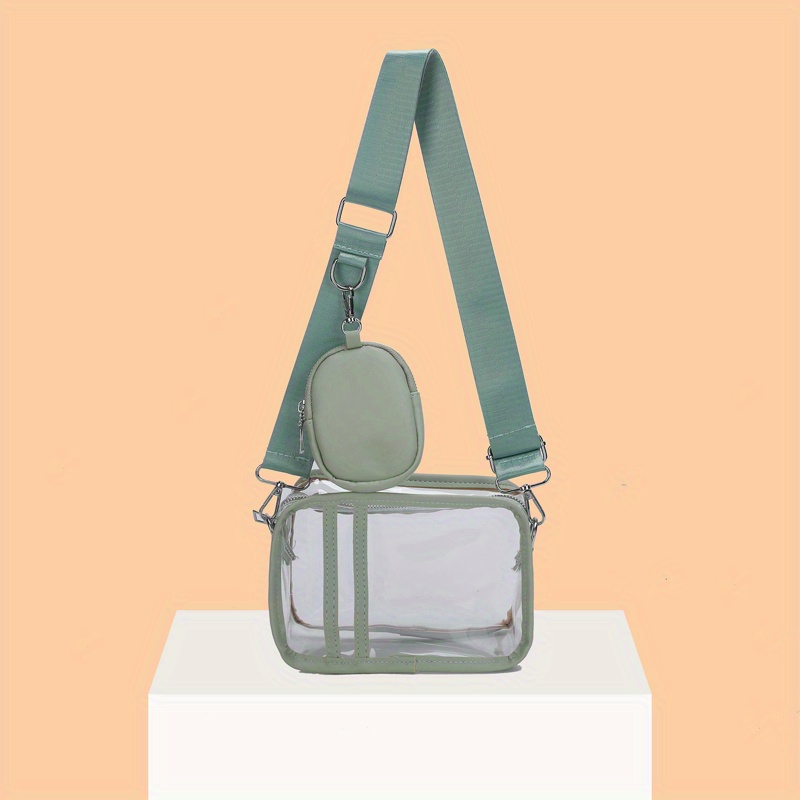 2-piece Sage Green Transparent Purse Messenger Bag Handbag 2021 PVC Square  Women's Bags