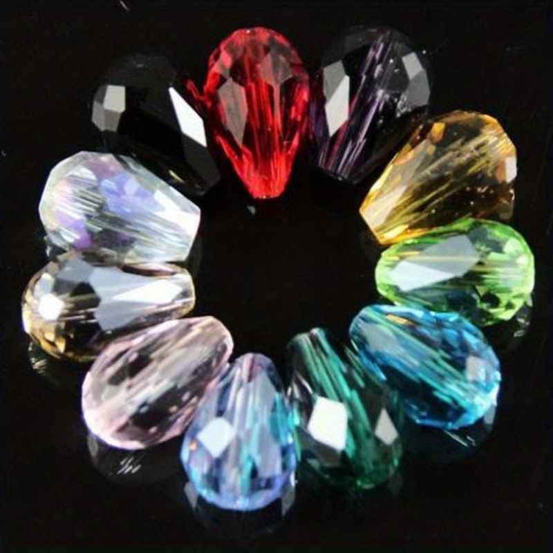 Image of 72pcs 6x8mm Water Drop Vertical Hole Loose Beads Mixed Color For Artificial Jewelry Making Supplies Bracelet Necklace