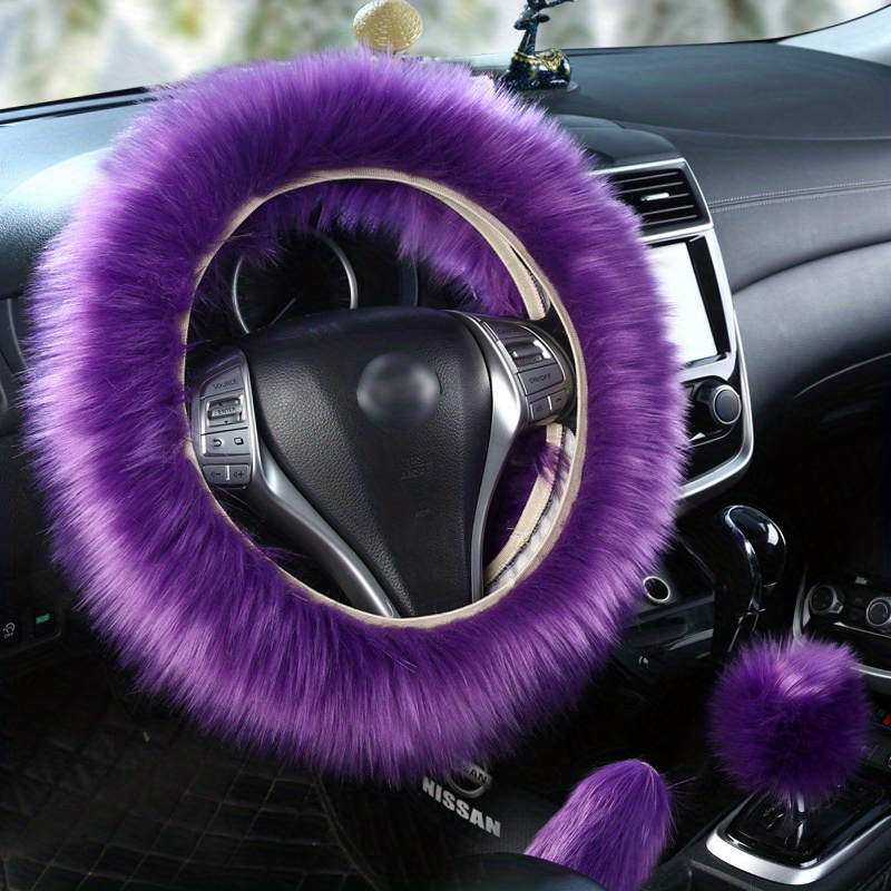 Purple fuzzy steering 2024 wheel cover