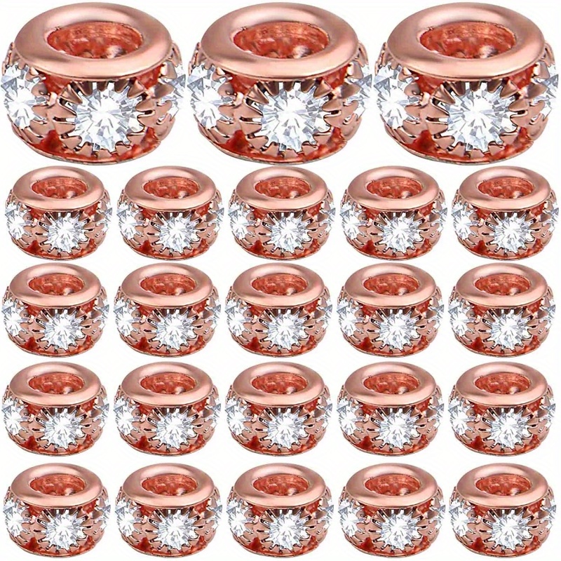 Colorful Rondelle Large Hole Inlaid Rhinestones Loose Beads - Temu