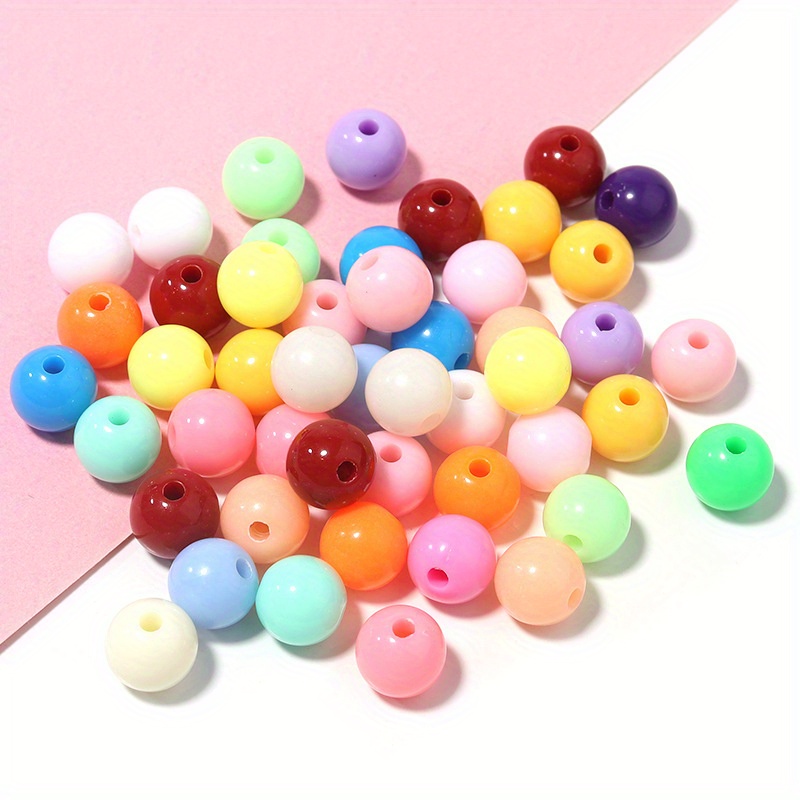 Candy Color Acrylic Round Pastel Beads Assorted Candy Color - Temu