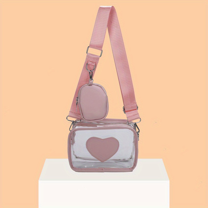 Clear Square Bag with Heart Patch