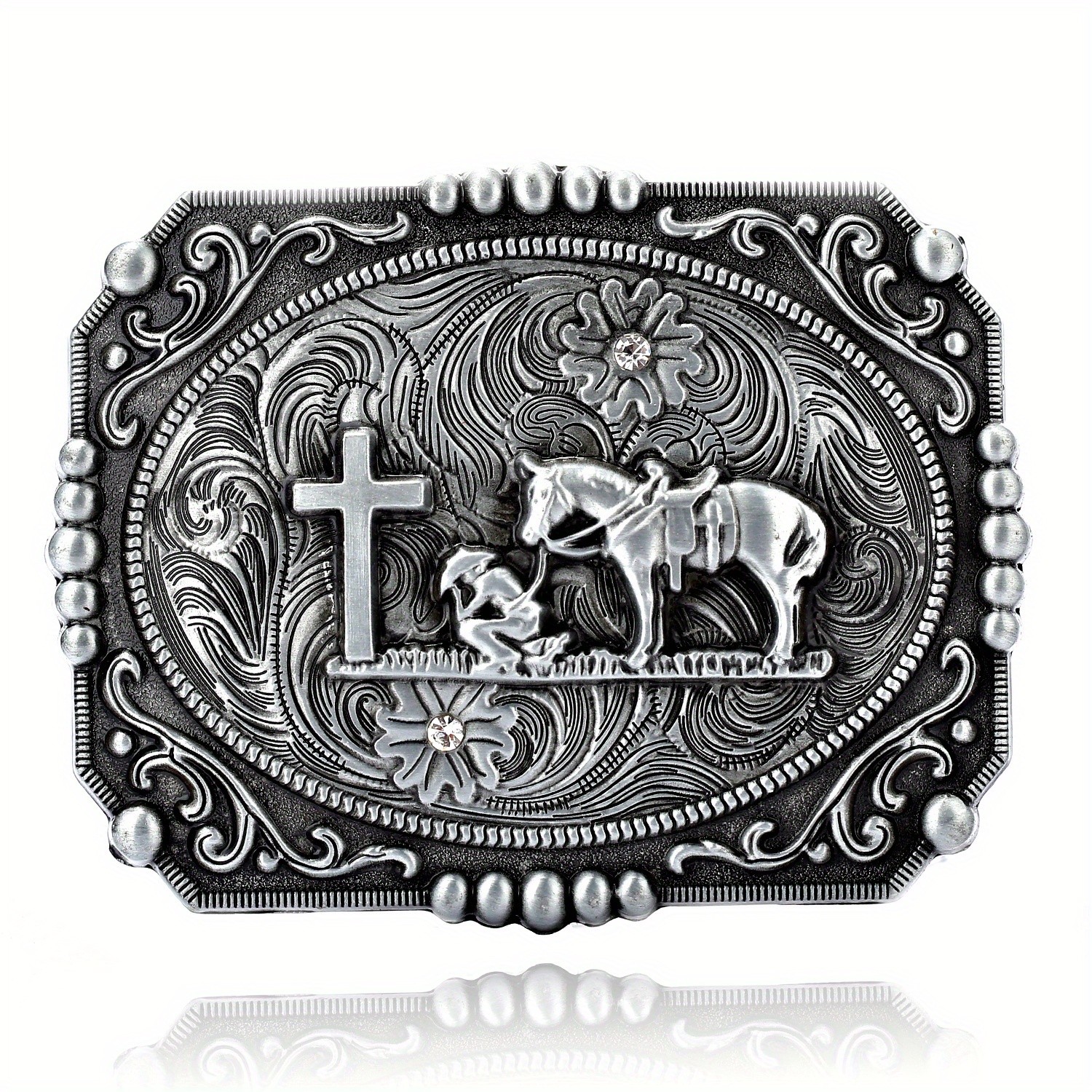 Topacc Western Cross Horse Cowboy Cowgirl Belt Buckle