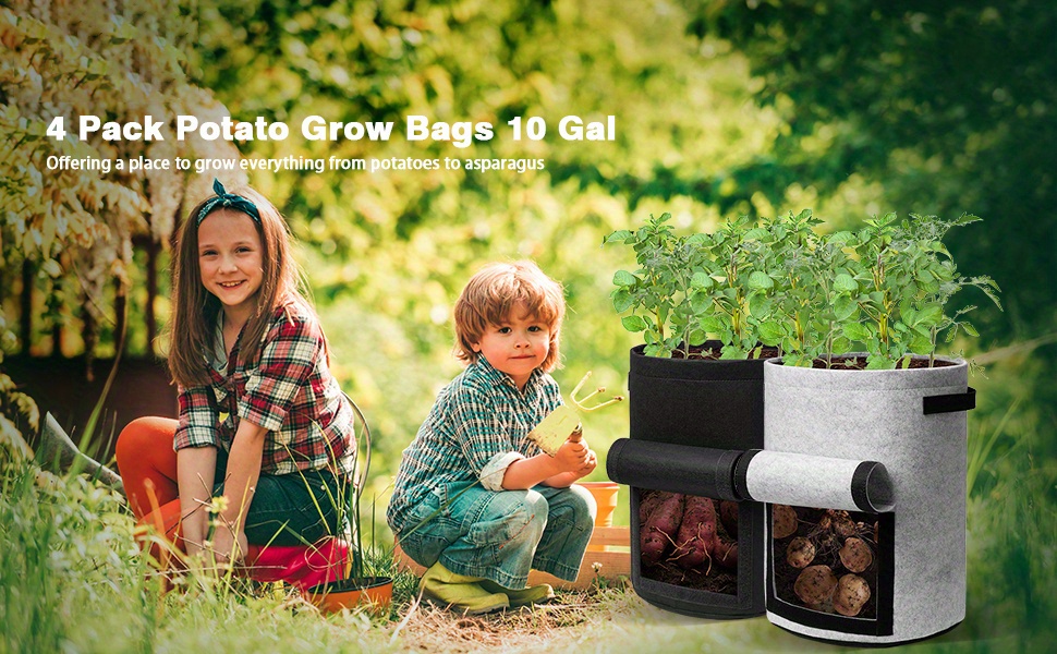 2-Pack 10 Gallon Potato Grow Bags with Flap Handles Garden