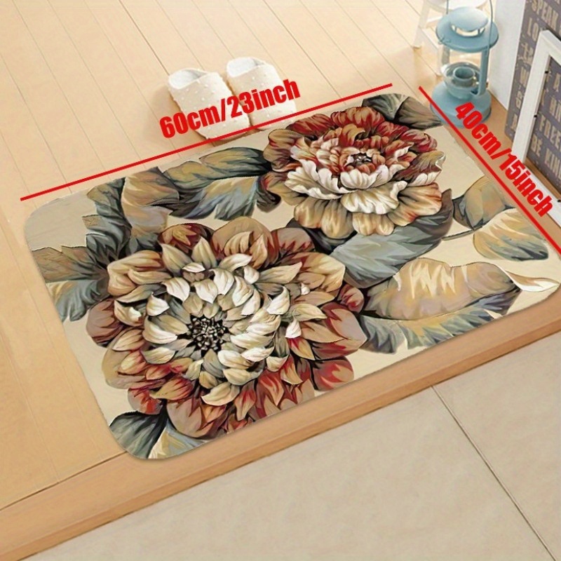 1pc Luxe Fleur Impression Tapis Floral Chambre Entrée Porte - Temu