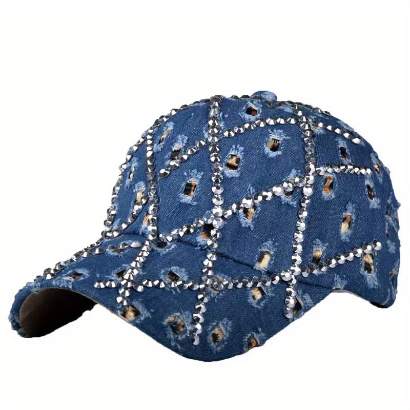 Washed Denim Sequins Fashion Versatile Sunshade Baseball For Adult