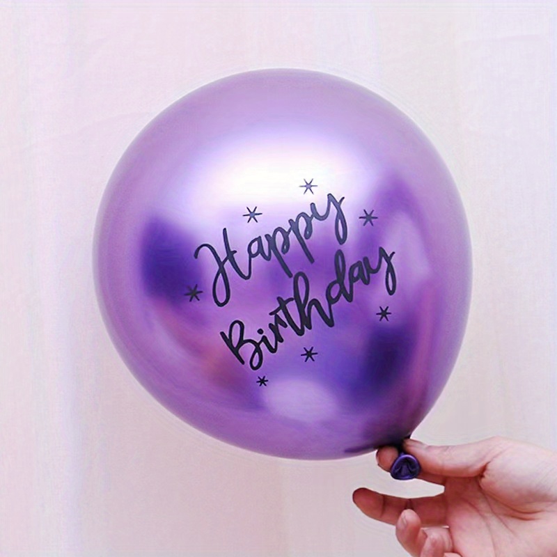 10Pc, 12 Pouces Chrome Métallique Latex Ballons Joyeux Anniversaire Motif  Imprimé Ballon Hélium Métal Globos Décorations De Fête D'anniversaire -  Temu France