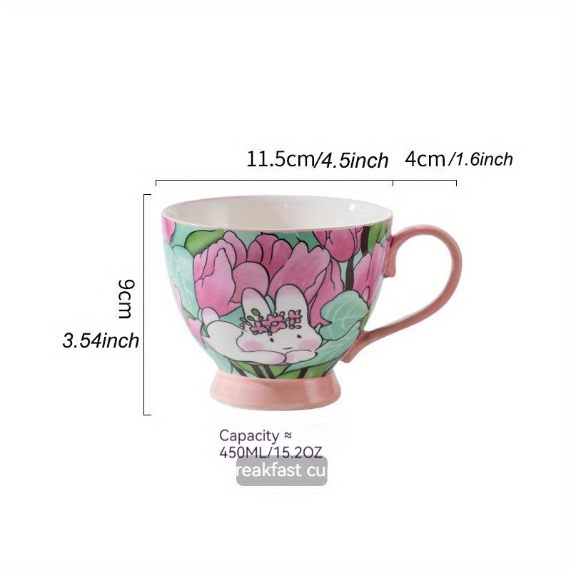 1pc Creative Tulip Ceramic Mug With 3d Relief Flower Design For  Coffee/tea/milk, Office/home Use