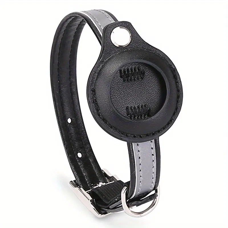 Black and White Pet Collar Apple AirTag Holder - Protective