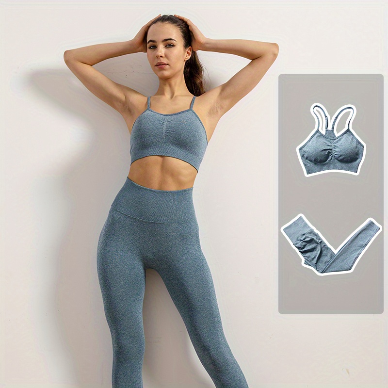 SDCVRE Pantalones de Yoga Conjunto de Yoga sin Costuras, Conjunto