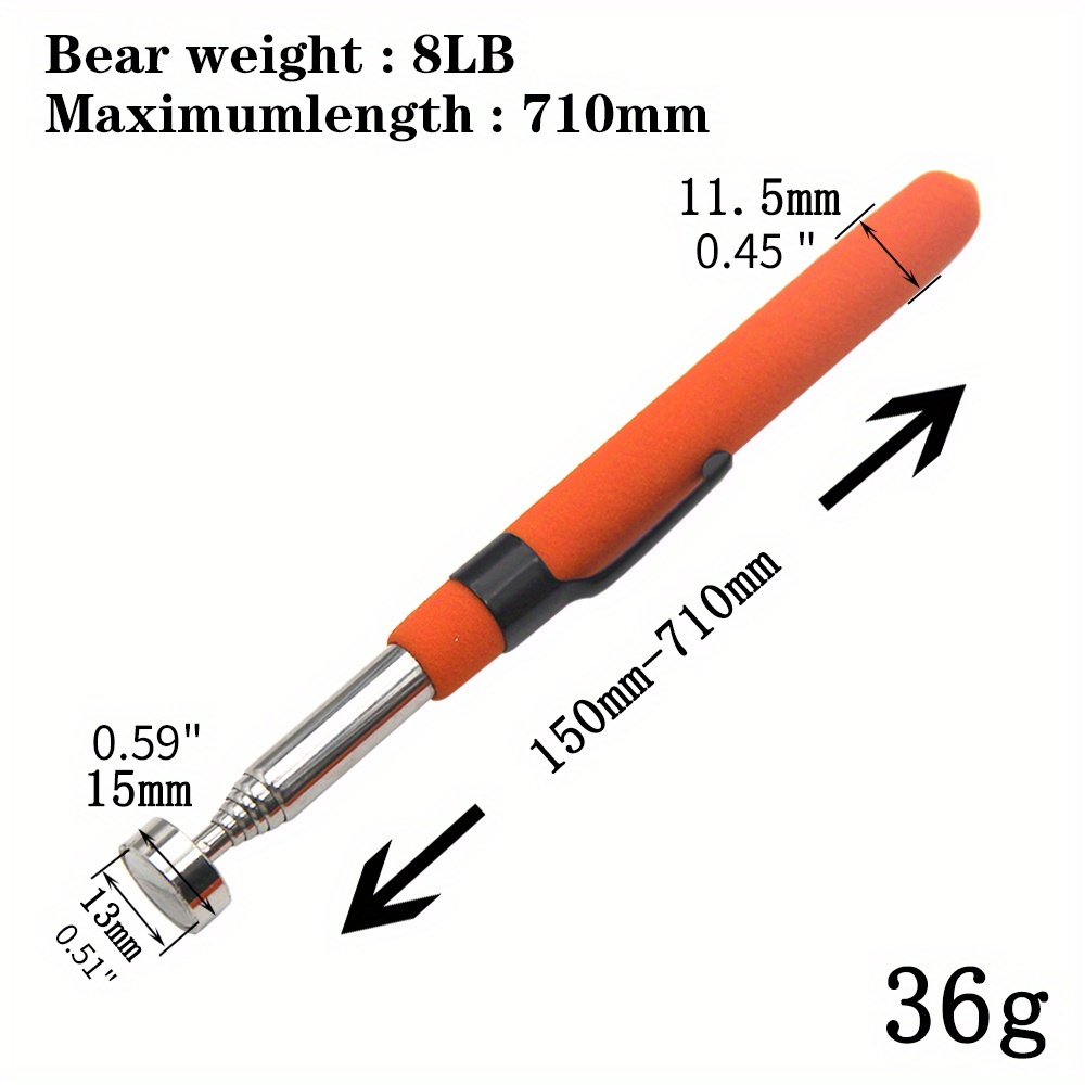 1 bâton de ramassage rétractable, stylo de ramassage magnétique 2/5/8LB,  outil de ramassage en