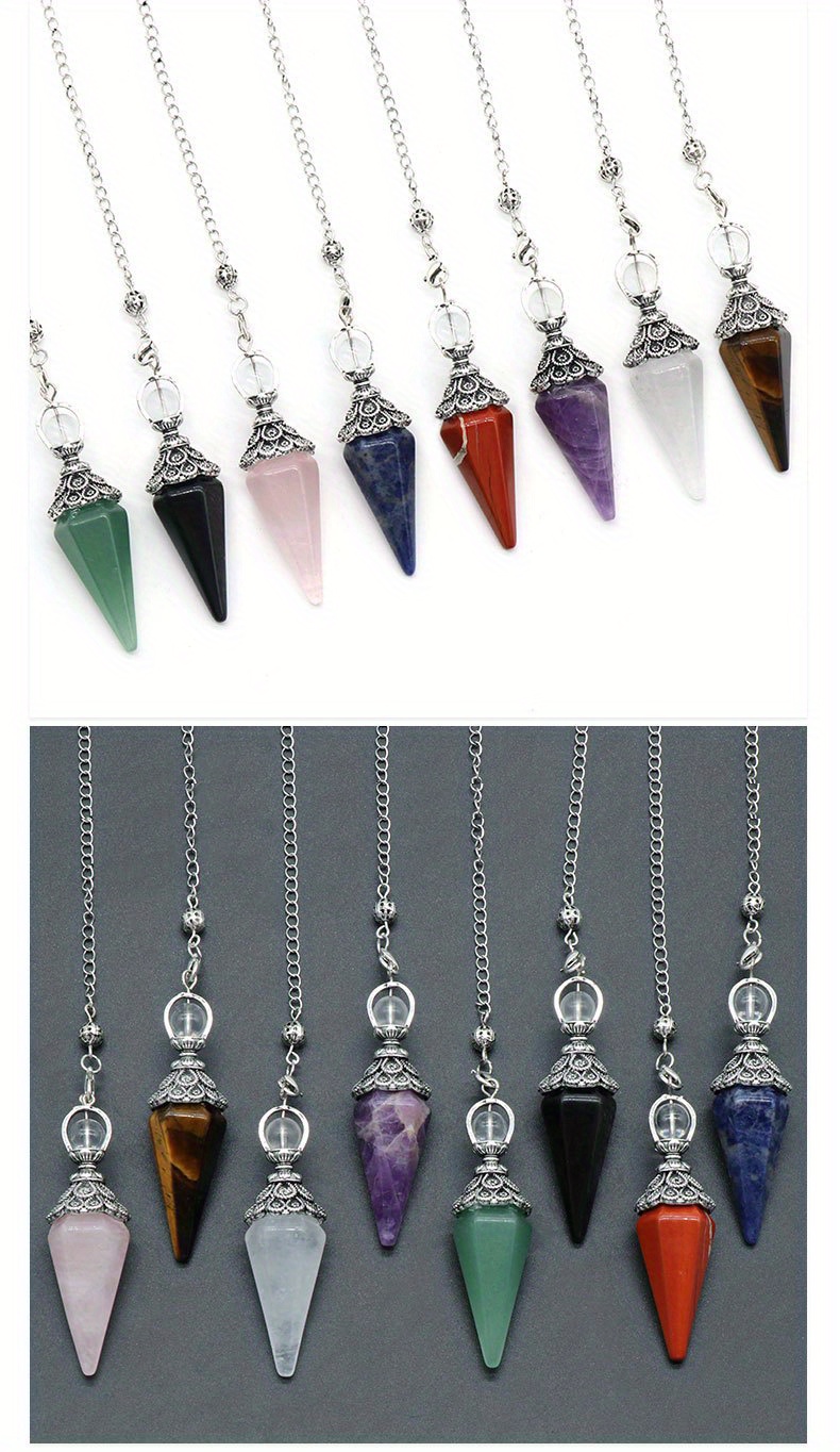 Natural Six Pyramid Crystals Stone Pendulum Pendant Hanging - Temu