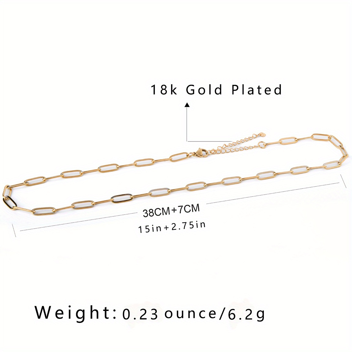 Gold Plated Stainless Steel Paper Clip Industrial Chain Link Bracelet - Gold