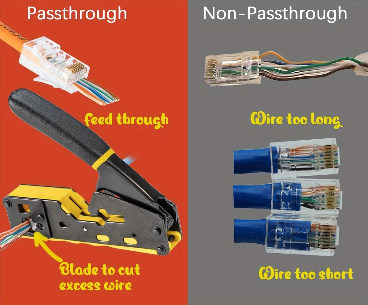 ratcheting modular data cable crimper wire stripper wire cutter for rj11 rj12 standard rj45 pass thru connectors details 2