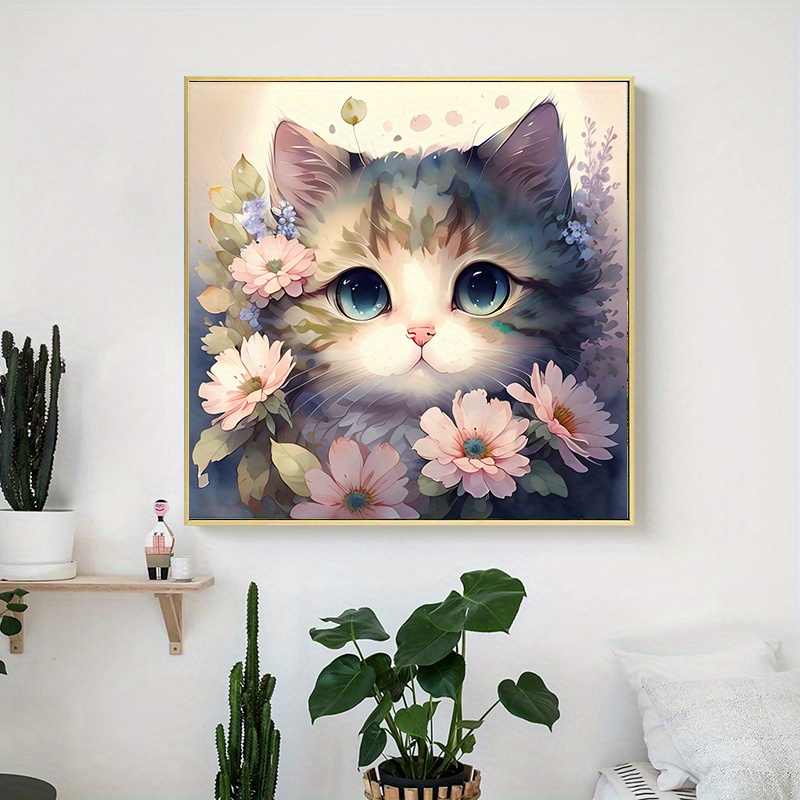 Cats And Flowers One Piece Oil Painting Set Diy Digital Oil - Temu