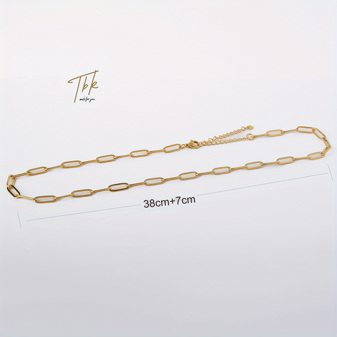 Gold Plated Stainless Steel Paper Clip Industrial Chain Link Bracelet - Gold