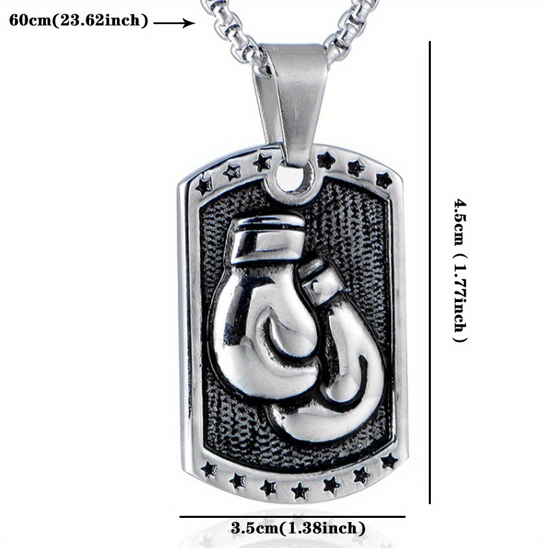Boxing Gloves Dog Tag Military Tag Pendant Chain Necklace,Temu