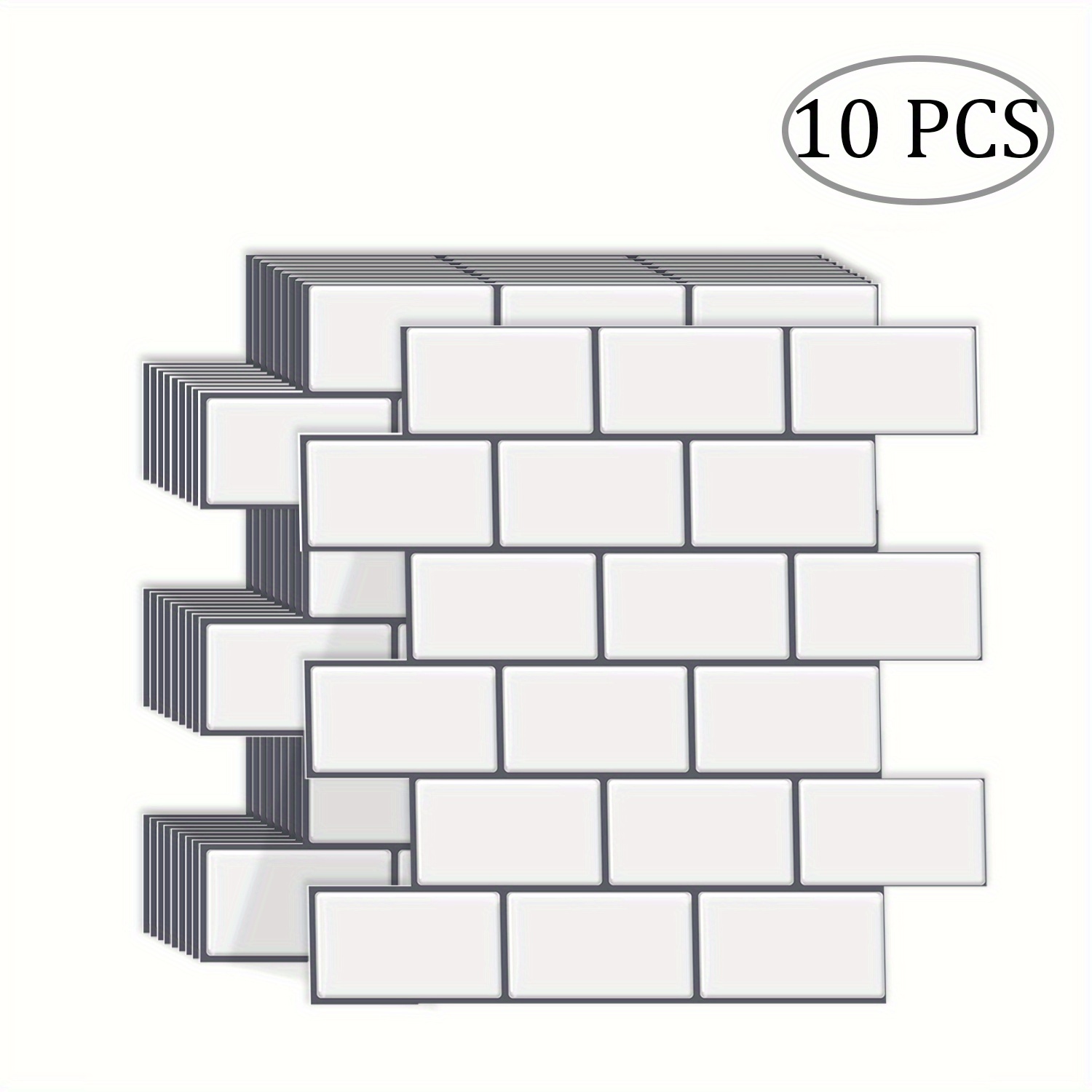 10 Sheets Waterproof 3D Tile Stickers Kitchen Bathroom Backsplash