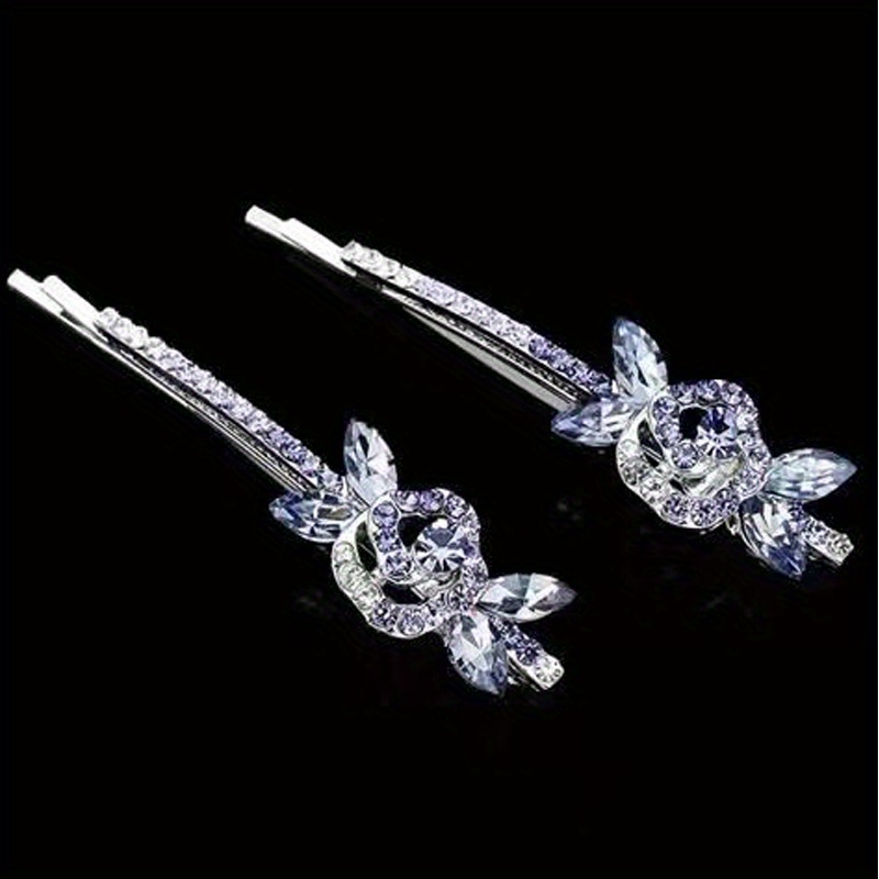 Image of Exquisite Rhinestone Crystal Pin Hair Clip - Non-slip And Stylish Head Jewelry For Women