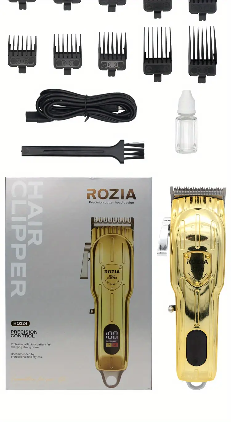 golden color professional hair clipper trimmer rechargeable cordless beard trimmer hair clipper hair cutting machine for men details 9