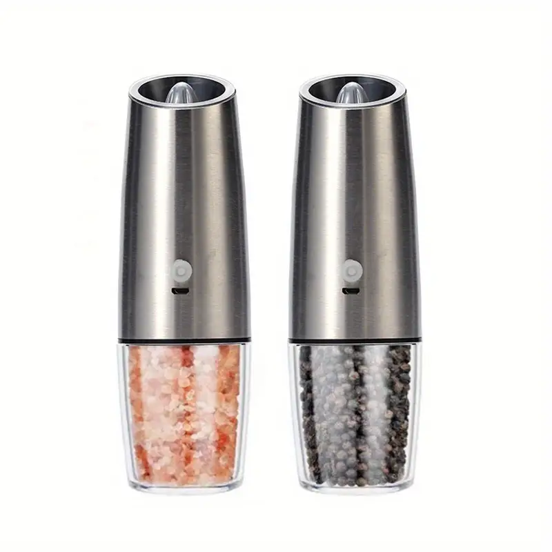 1pc 2pcs pepper mill usb rechargeable gravity induction milling kit adjustable grinding roughness rechargeable battery powered coarse salt mill led light details 4