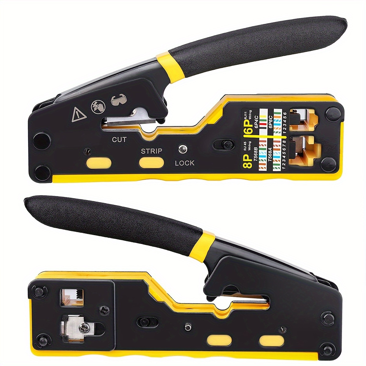 ratcheting modular data cable crimper wire stripper wire cutter for rj11 rj12 standard rj45 pass thru connectors details 0