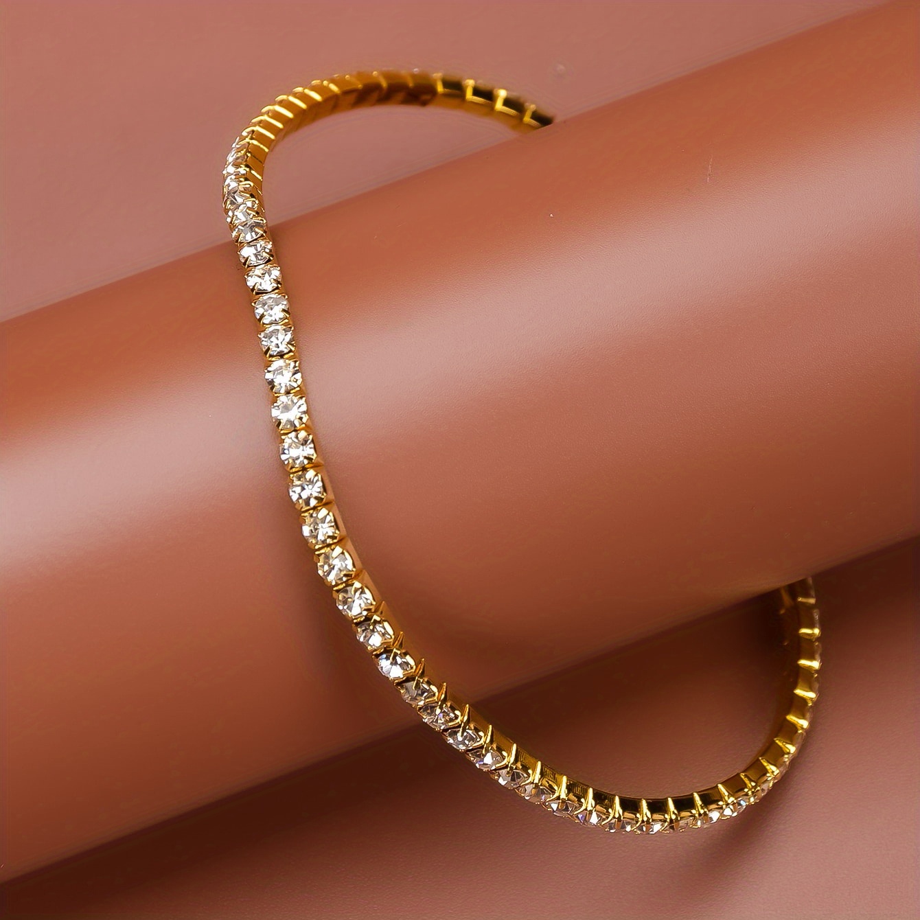 Rhinestone Claw Chain Single Anklet, Silver Plated