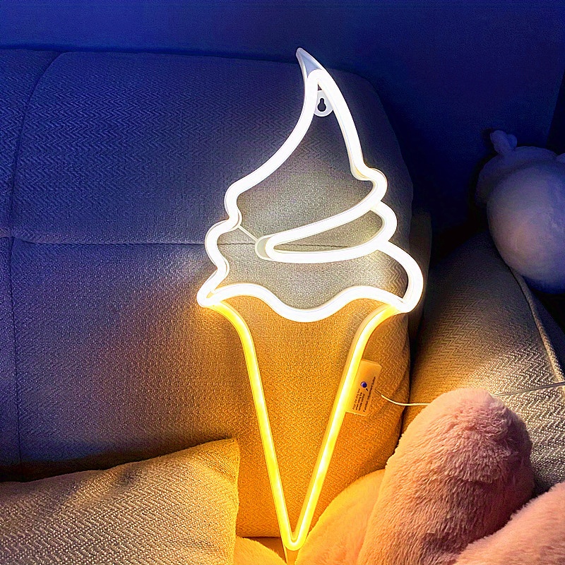 1pc Ice Cream LED Neon Sign 20.4 x25 x2xx USB Or 3 AA Battery Powered Neon Sign Bedroom Decor Wedding Decor Birthday Decor Party Decor Wedding Supplies Game Room Decor Home Decor Wall