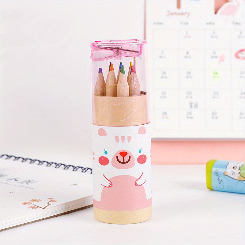Cute Bear Color Pencils Creative Stationery, Long Colored Pencils With  Cover And Pencil Sharpener, Art Supplies For Coloring Drawing Christmas,  Halloween, Thanksgiving Gift - Temu Denmark