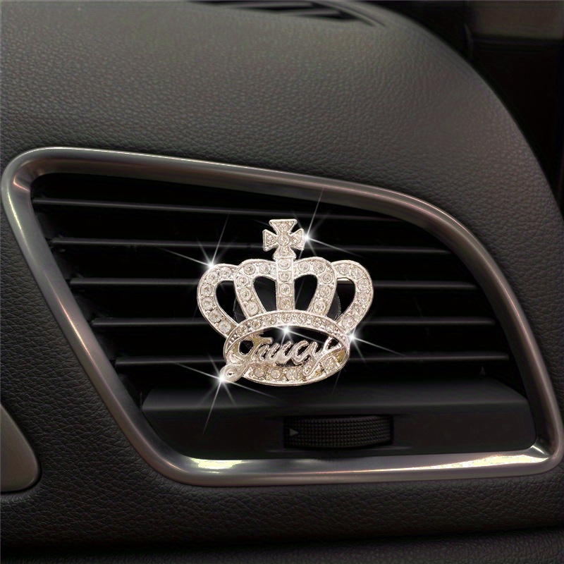 QUETO Clip de sortie d'air de voiture Bling cristal croix strass voiture  climatisation sortie d'air charme voiture décoration intérieure voiture  Bling accessoires dames filles (argent)